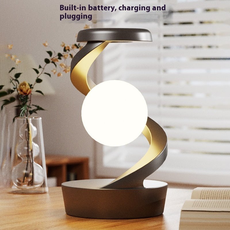 Lampe de bureau à lune rotative avec charge sans fil pour téléphone, contrôle par capteur, lampe de table décorative, petite lampe de nuit pour la maison - Ivory Deals Market