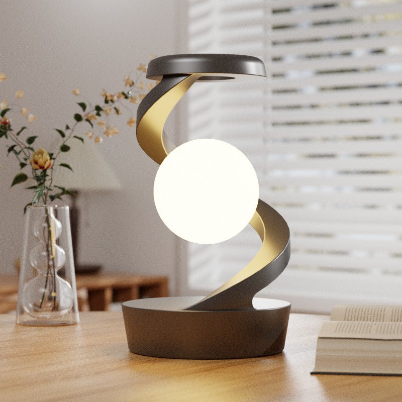 Lampe de bureau à lune rotative avec charge sans fil pour téléphone, contrôle par capteur, lampe de table décorative, petite lampe de nuit pour la maison - Ivory Deals Market