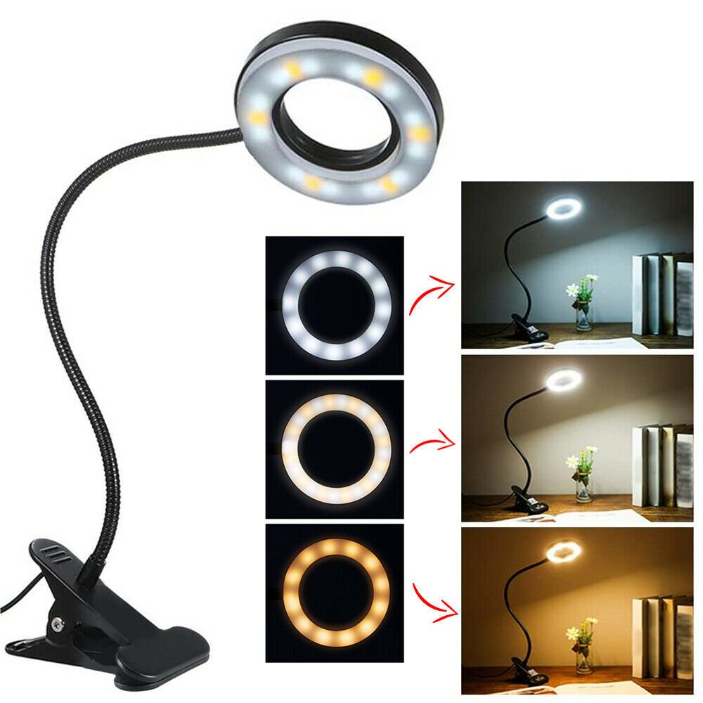 Lampe de bureau à pince LED avec bras flexible, réglable en intensité, pour étudier ou lire la nuit - Ivory Deals Market