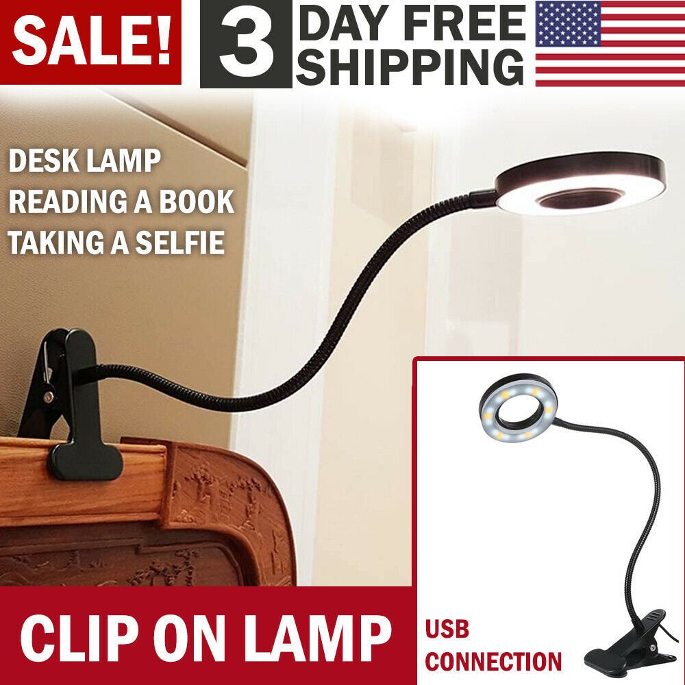 Lampe de bureau à pince LED avec bras flexible, réglable en intensité, pour étudier ou lire la nuit - Ivory Deals Market