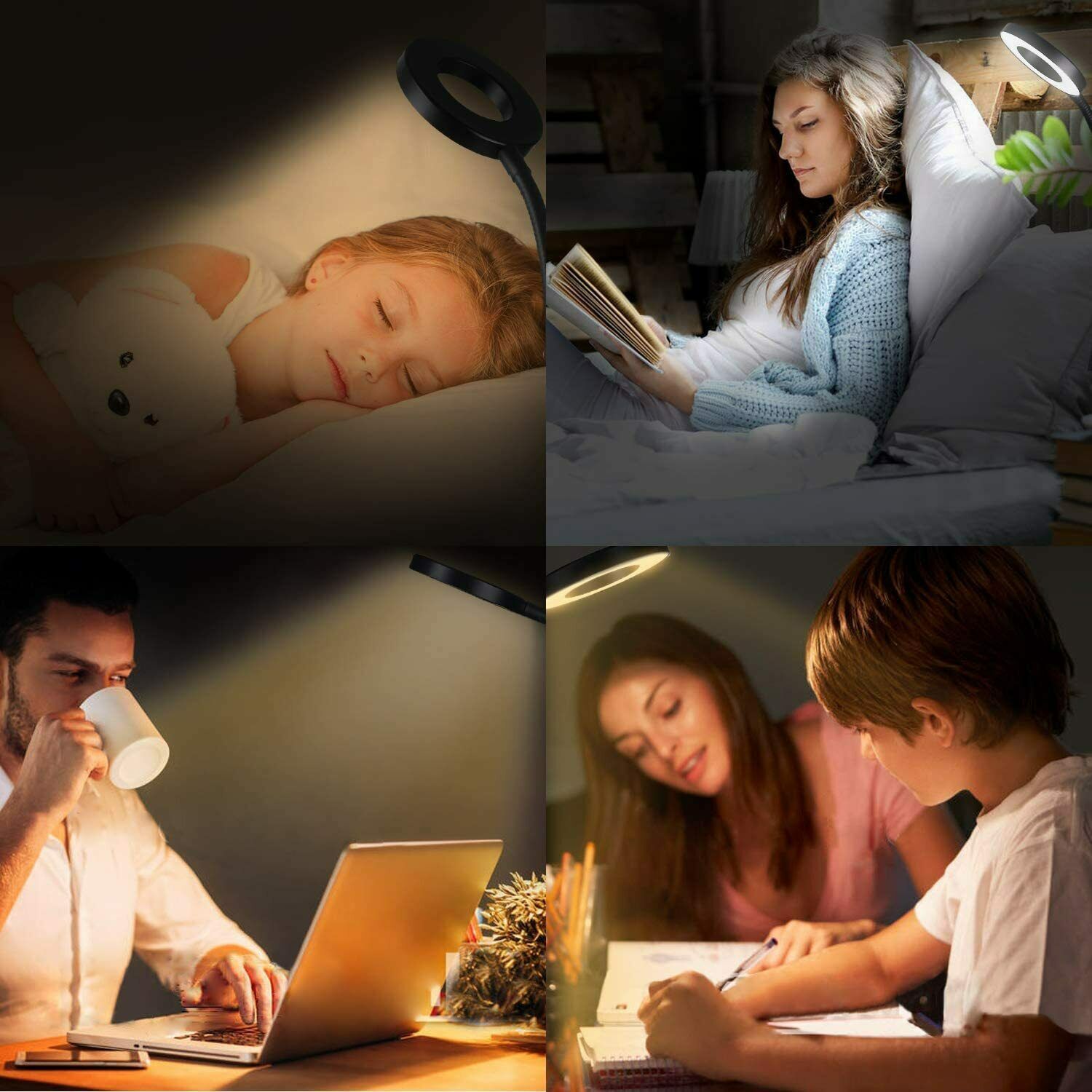 Lampe de bureau à pince LED avec bras flexible, réglable en intensité, pour étudier ou lire la nuit - Ivory Deals Market