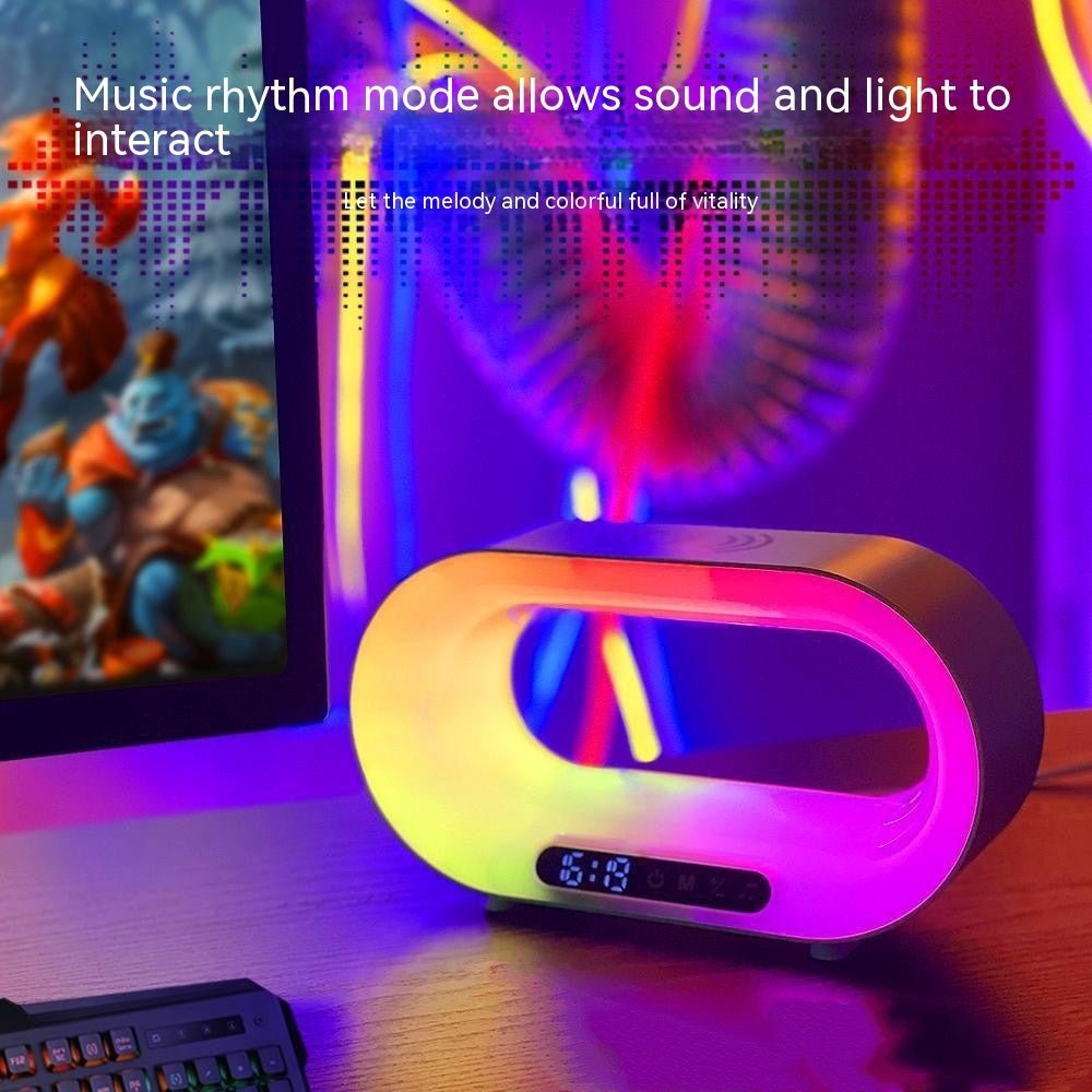 Lampe de bureau intelligente multifonctionnelle à contrôle d'application, avec lumière LED 3 en 1, chargeur sans fil et réveil, à atmosphère RGB - Ivory Deals Market