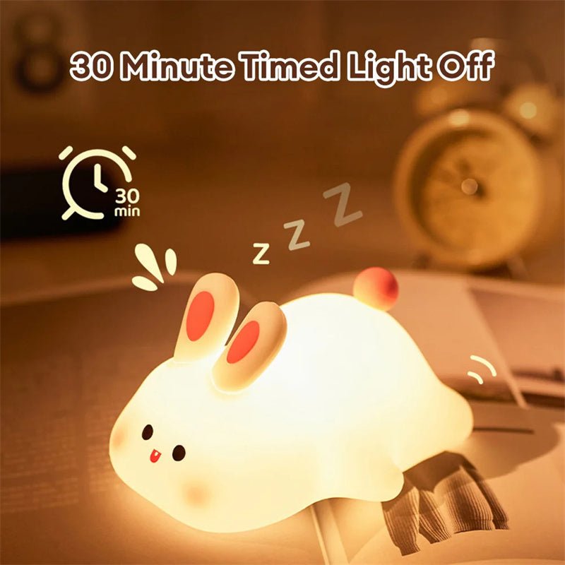 Lampe de chevet en silicone avec capteur tactile, veilleuse LED mignonne en forme de gros lapin, cadeau de Noël pour enfants, décoration d'intérieur. - Ivory Deals Market