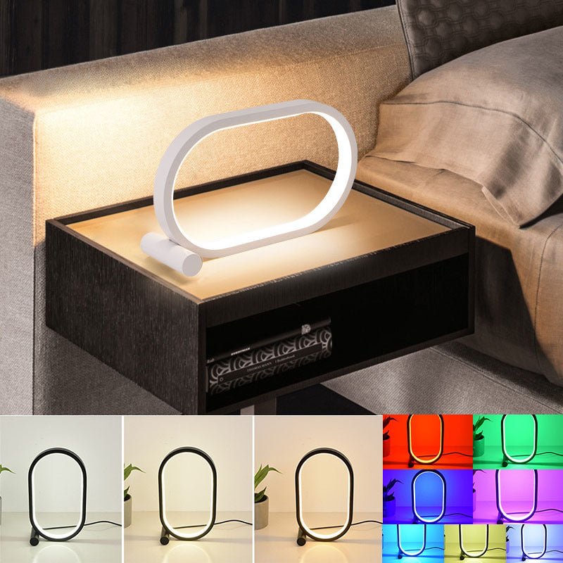 Lampe de chevet moderne en acrylique ovale avec prise USB, lampe de nuit créative simple et contrôlable par toucher, lampe de lecture de bureau à LED - Ivory Deals Market