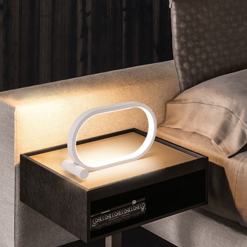 Lampe de chevet moderne en acrylique ovale avec prise USB, lampe de nuit créative simple et contrôlable par toucher, lampe de lecture de bureau à LED - Ivory Deals Market