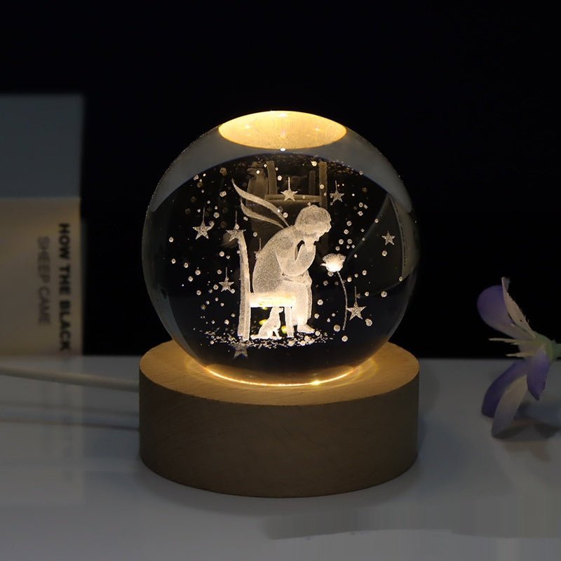 Lampe de nuit en cristal taillé au laser en 3D pour la chambre - Ivory Deals Market