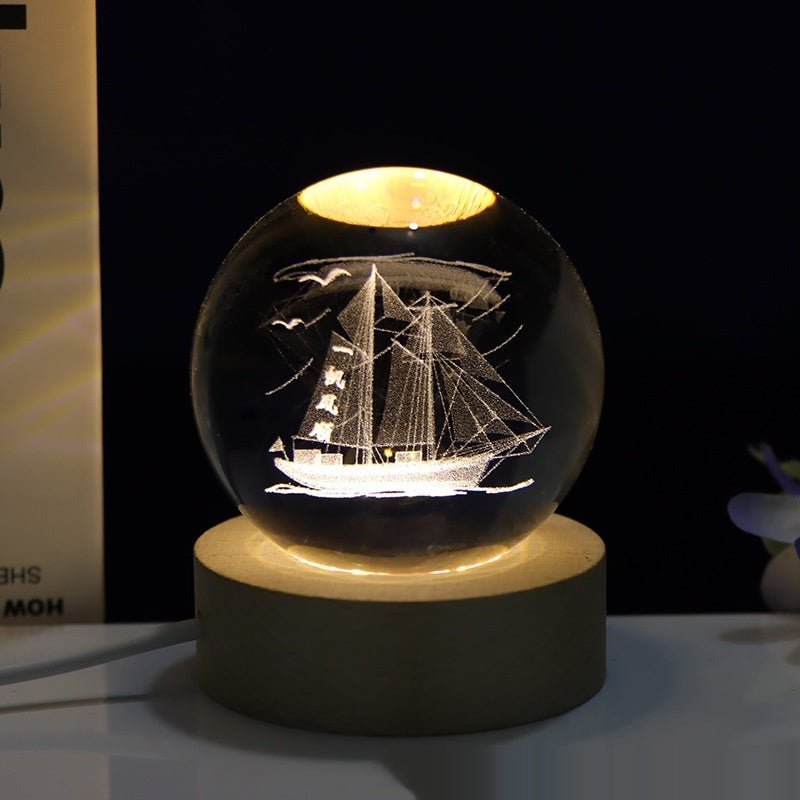 Lampe de nuit en cristal taillé au laser en 3D pour la chambre - Ivory Deals Market