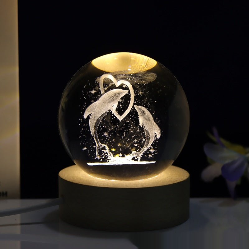 Lampe de nuit en cristal taillé au laser en 3D pour la chambre - Ivory Deals Market