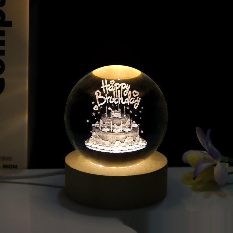 Lampe de nuit en cristal taillé au laser en 3D pour la chambre - Ivory Deals Market