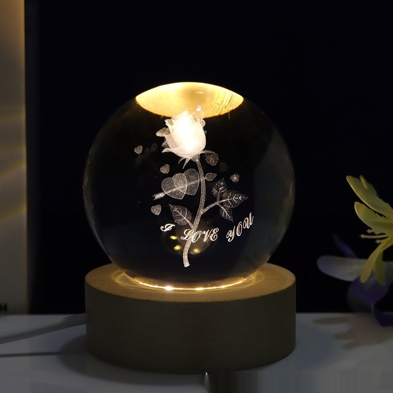 Lampe de nuit en cristal taillé au laser en 3D pour la chambre - Ivory Deals Market