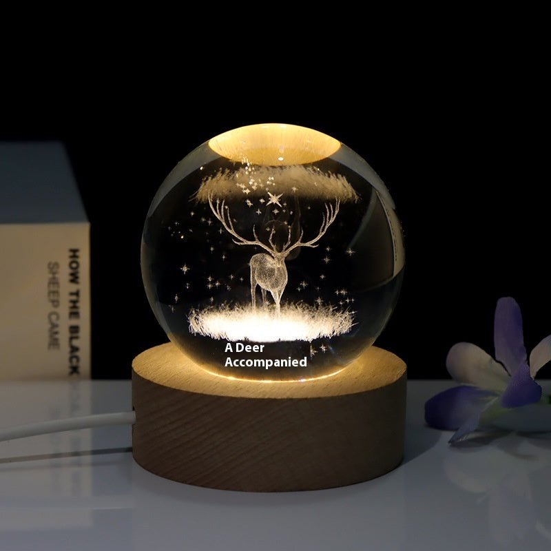 Lampe de nuit en cristal taillé au laser en 3D pour la chambre - Ivory Deals Market