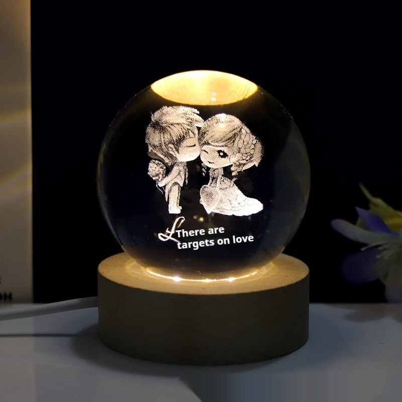 Lampe de nuit en cristal taillé au laser en 3D pour la chambre - Ivory Deals Market