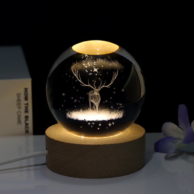 Lampe de nuit en cristal taillé au laser en 3D pour la chambre - Ivory Deals Market