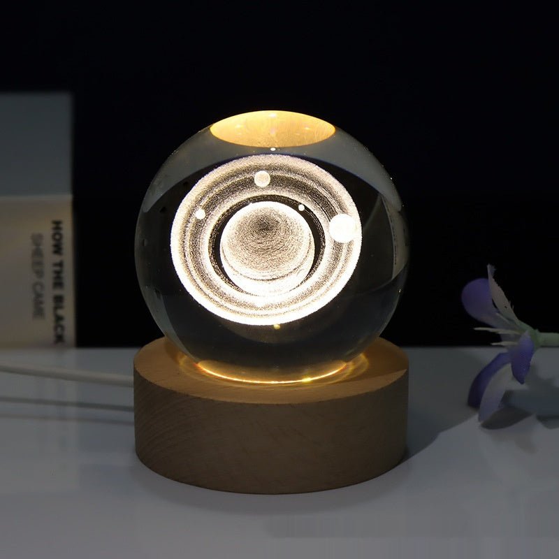 Lampe de nuit en cristal taillé au laser en 3D pour la chambre - Ivory Deals Market