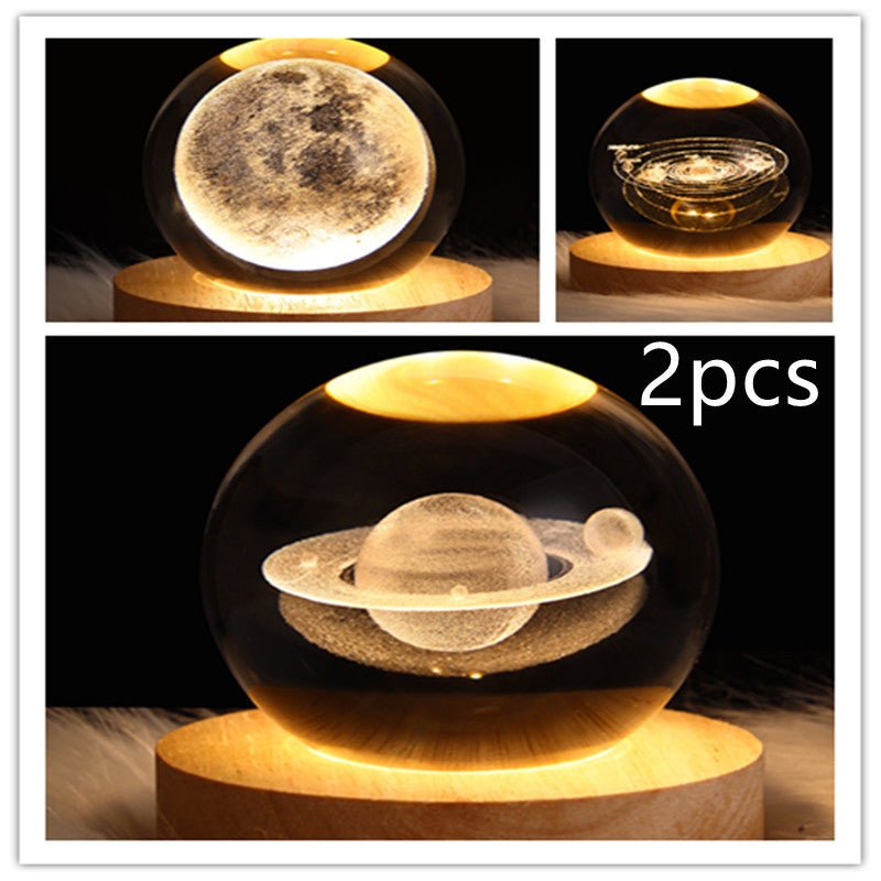 Lampe de table à boule de cristal galaxie avec lumière LED, lampe de lune 3D pour la chambre, la décoration de la maison, les fêtes d'enfants et les cadeaux d'anniversaire. - Ivory Deals Market