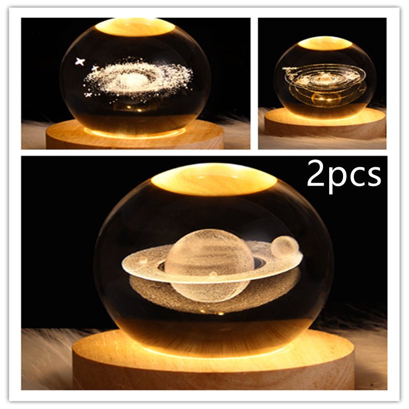 Lampe de table à boule de cristal galaxie avec lumière LED, lampe de lune 3D pour la chambre, la décoration de la maison, les fêtes d'enfants et les cadeaux d'anniversaire. - Ivory Deals Market