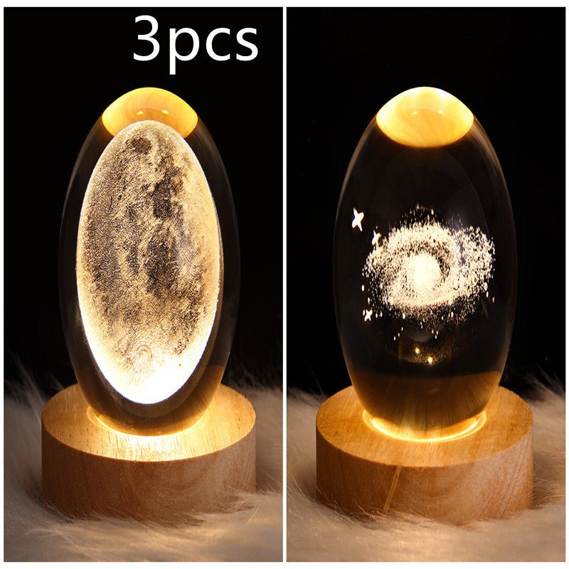 Lampe de table à boule de cristal galaxie avec lumière LED, lampe de lune 3D pour la chambre, la décoration de la maison, les fêtes d'enfants et les cadeaux d'anniversaire. - Ivory Deals Market