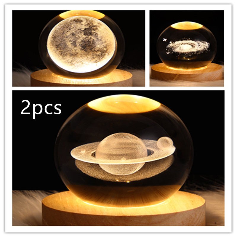 Lampe de table à boule de cristal galaxie avec lumière LED, lampe de lune 3D pour la chambre, la décoration de la maison, les fêtes d'enfants et les cadeaux d'anniversaire. - Ivory Deals Market