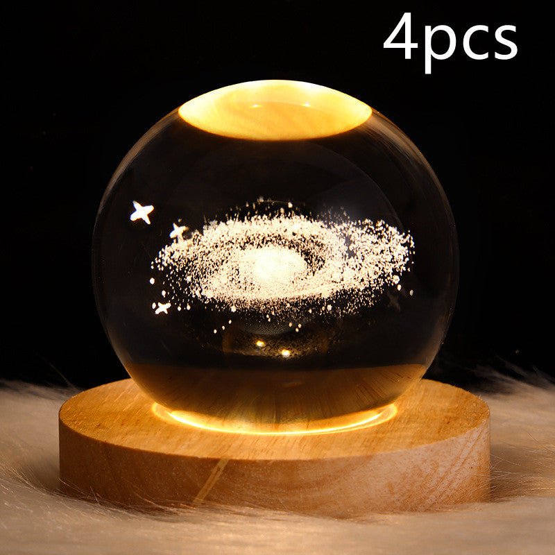 Lampe de table à boule de cristal galaxie avec lumière LED, lampe de lune 3D pour la chambre, la décoration de la maison, les fêtes d'enfants et les cadeaux d'anniversaire. - Ivory Deals Market