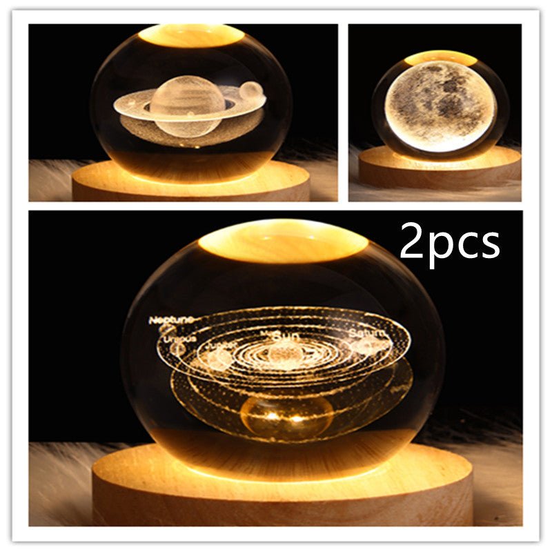 Lampe de table à boule de cristal galaxie avec lumière LED, lampe de lune 3D pour la chambre, la décoration de la maison, les fêtes d'enfants et les cadeaux d'anniversaire. - Ivory Deals Market