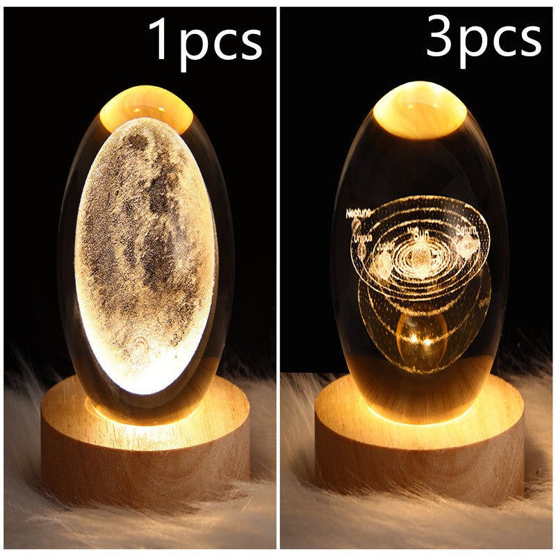 Lampe de table à boule de cristal galaxie avec lumière LED, lampe de lune 3D pour la chambre, la décoration de la maison, les fêtes d'enfants et les cadeaux d'anniversaire. - Ivory Deals Market