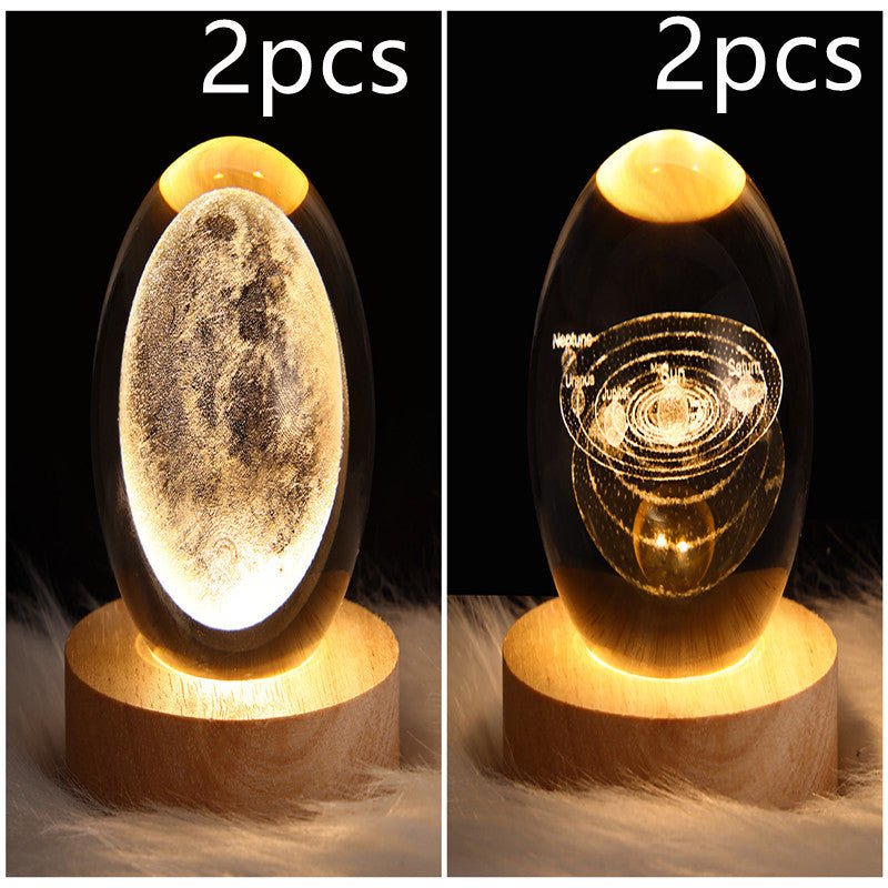 Lampe de table à boule de cristal galaxie avec lumière LED, lampe de lune 3D pour la chambre, la décoration de la maison, les fêtes d'enfants et les cadeaux d'anniversaire. - Ivory Deals Market