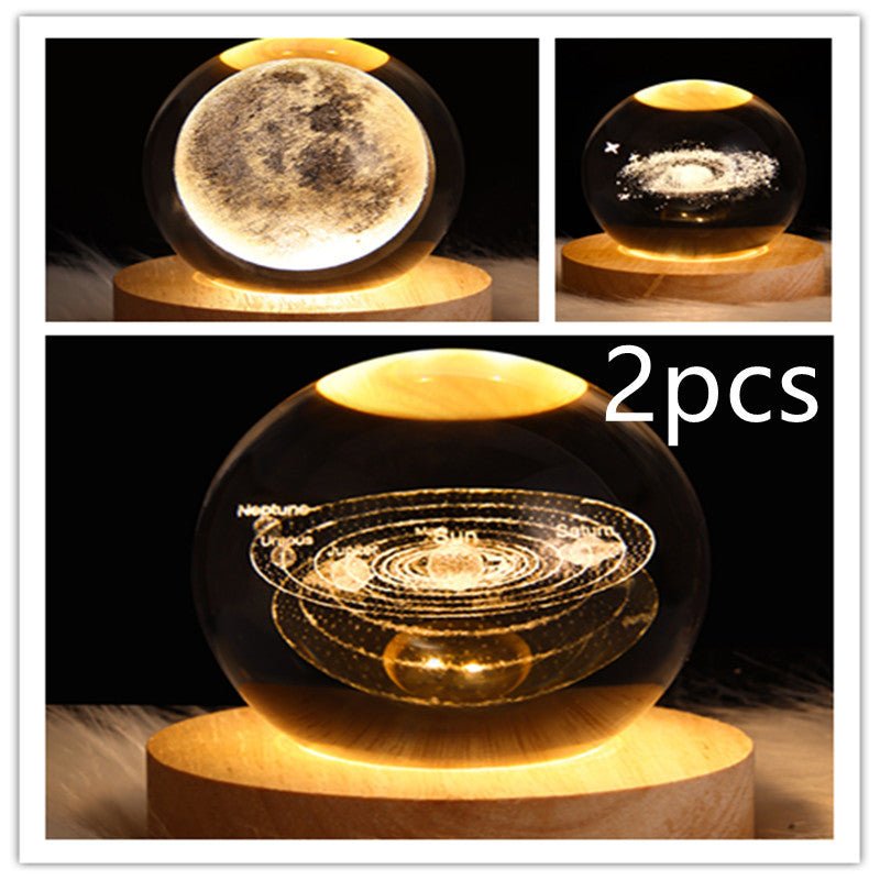 Lampe de table à boule de cristal galaxie avec lumière LED, lampe de lune 3D pour la chambre, la décoration de la maison, les fêtes d'enfants et les cadeaux d'anniversaire. - Ivory Deals Market