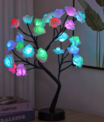 Lampe de table Arbre de fleurs Roses Lampes féériques de bureau Lumières de nuit à piles Cadeaux pour mariage Saint - Valentin Décoration de Noël - Ivory Deals Market