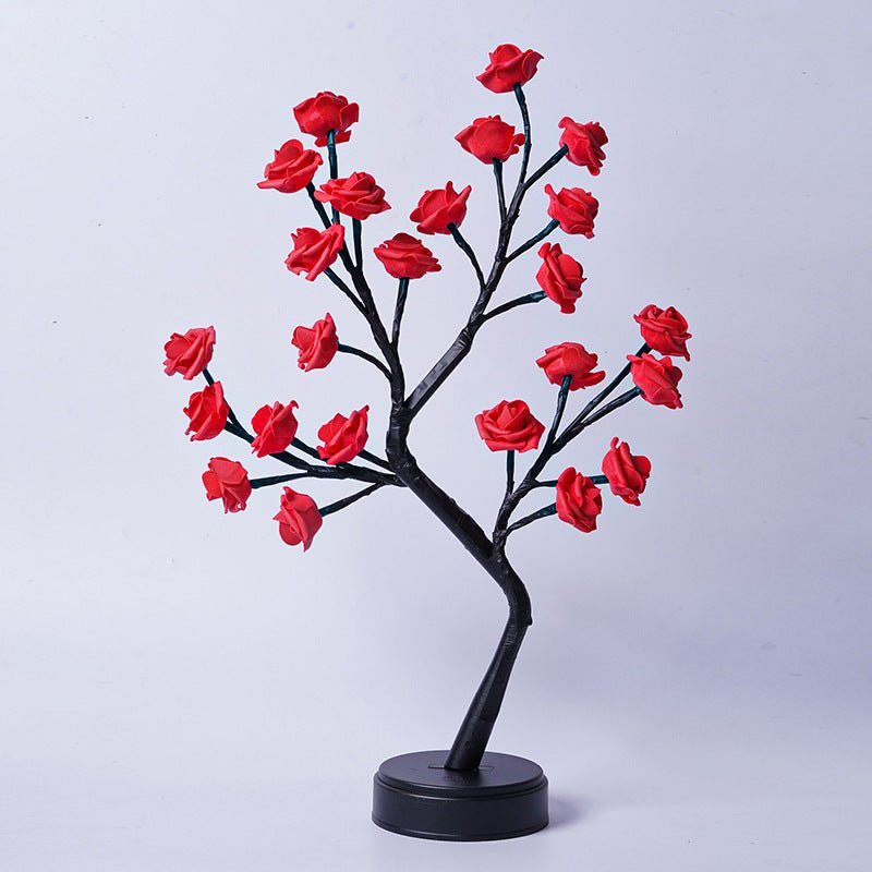 Lampe de table Arbre de fleurs Roses Lampes féériques de bureau Lumières de nuit à piles Cadeaux pour mariage Saint - Valentin Décoration de Noël - Ivory Deals Market