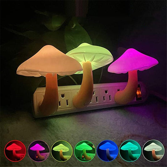 LED Lumière de Nuit Champignon Prise Murale Lampe UE US Plug Blanc Chaud Capteur Chambre Lumière Décoration de La Maison - Ivory Deals Market