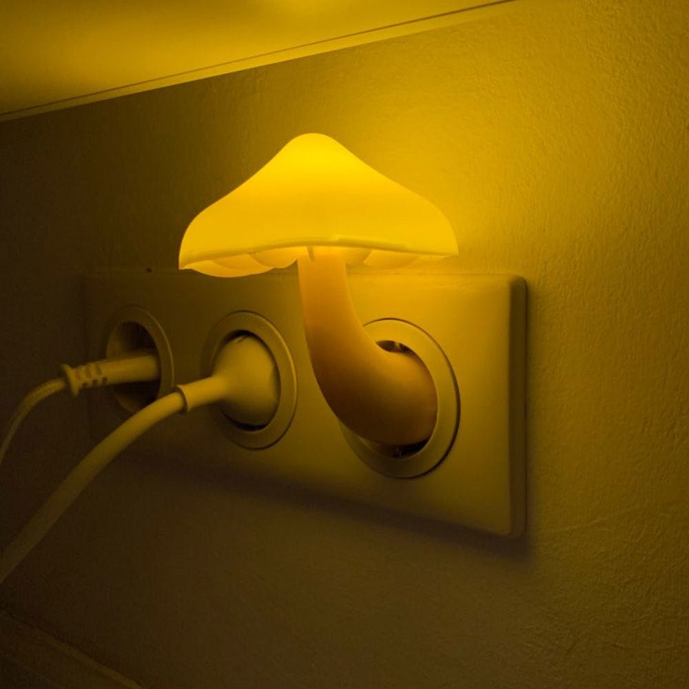 LED Lumière de Nuit Champignon Prise Murale Lampe UE US Plug Blanc Chaud Capteur Chambre Lumière Décoration de La Maison - Ivory Deals Market