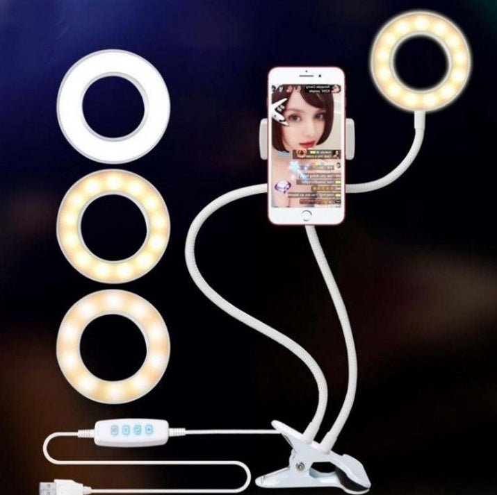 LED Selfie Anneau Lumière pour Vivre Réglable Maquillage Light - 8cm Stand - Ivory Deals Market