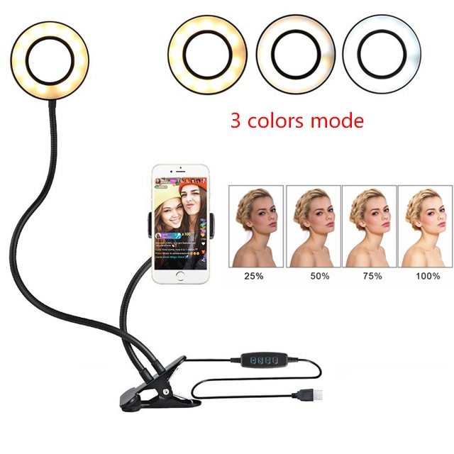 LED Selfie Anneau Lumière pour Vivre Réglable Maquillage Light - 8cm Stand - Ivory Deals Market