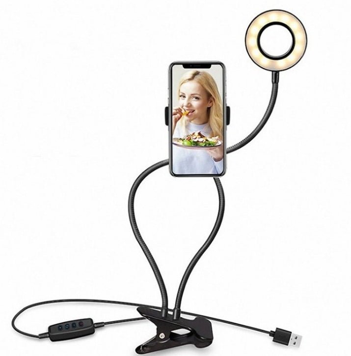 LED Selfie Anneau Lumière pour Vivre Réglable Maquillage Light - 8cm Stand - Ivory Deals Market