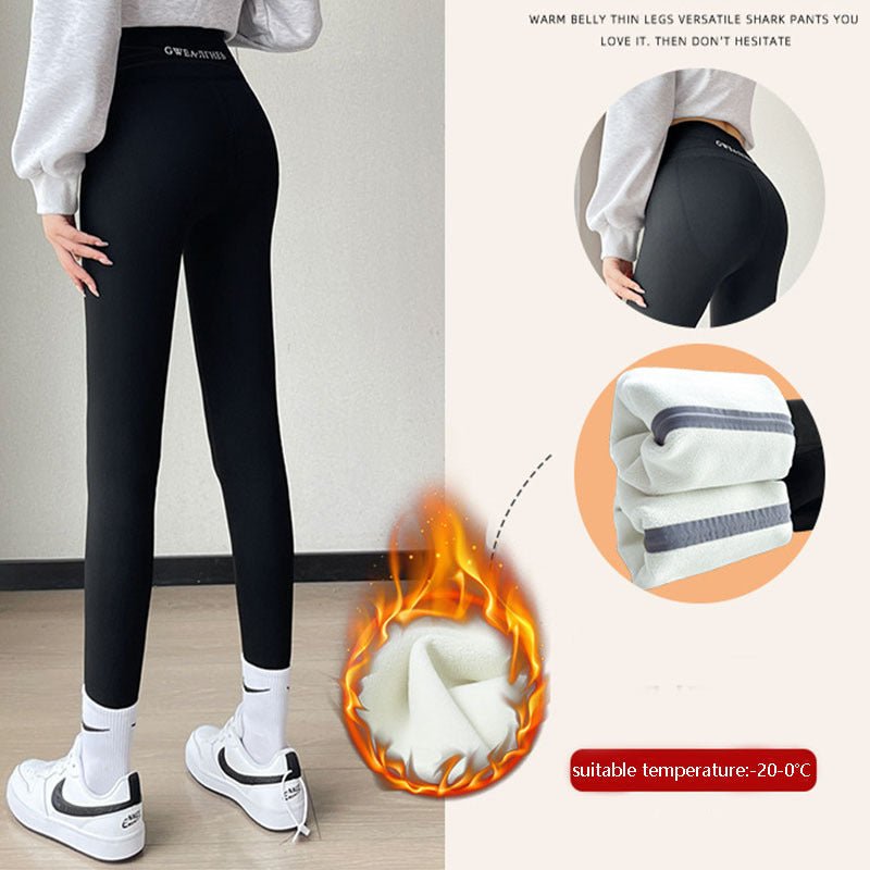 Leggings épaissis en polaire pour l'hiver - 20 à 5 degrés, pantalon requin pour femmes à taille haute, serré, contrôle du ventre et amincissant pour les fesses - Ivory Deals Market