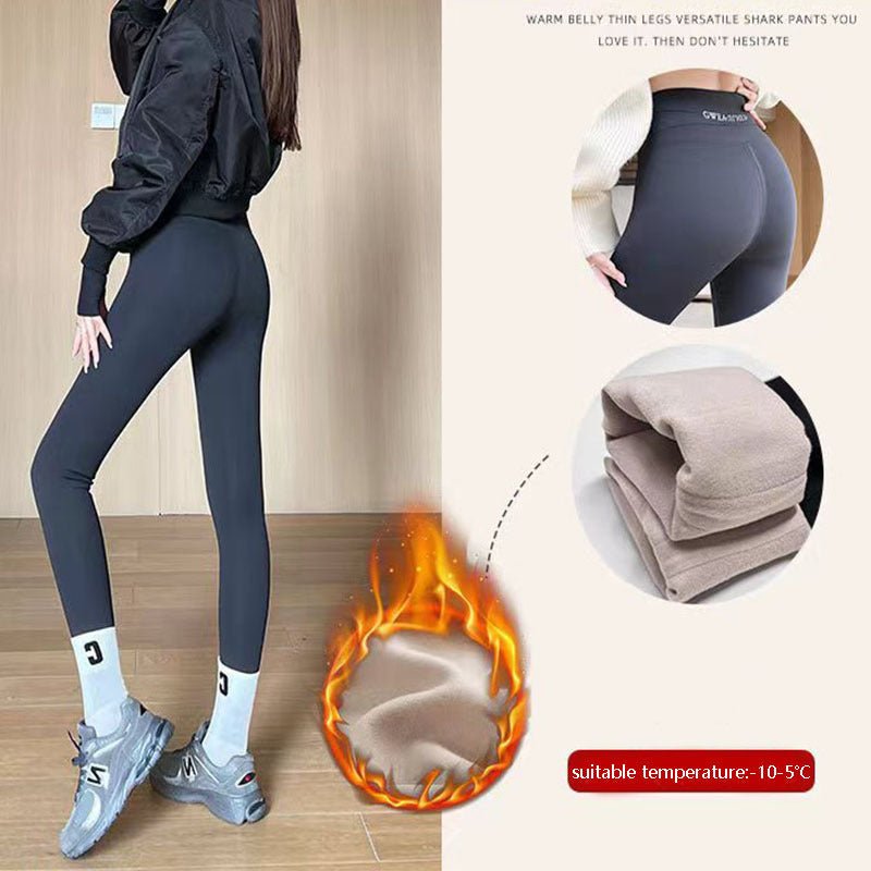 Leggings épaissis en polaire pour l'hiver - 20 à 5 degrés, pantalon requin pour femmes à taille haute, serré, contrôle du ventre et amincissant pour les fesses - Ivory Deals Market