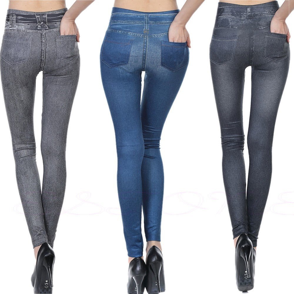 Leggings taille haute - Leggings en denim. - Ivory Deals Market