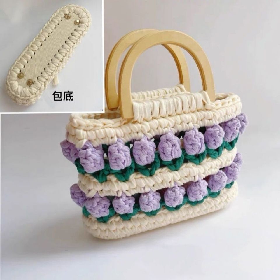 Ligne de vêtements au crochet avec des sacs à main en tricot de tulipes - Ivory Deals Market