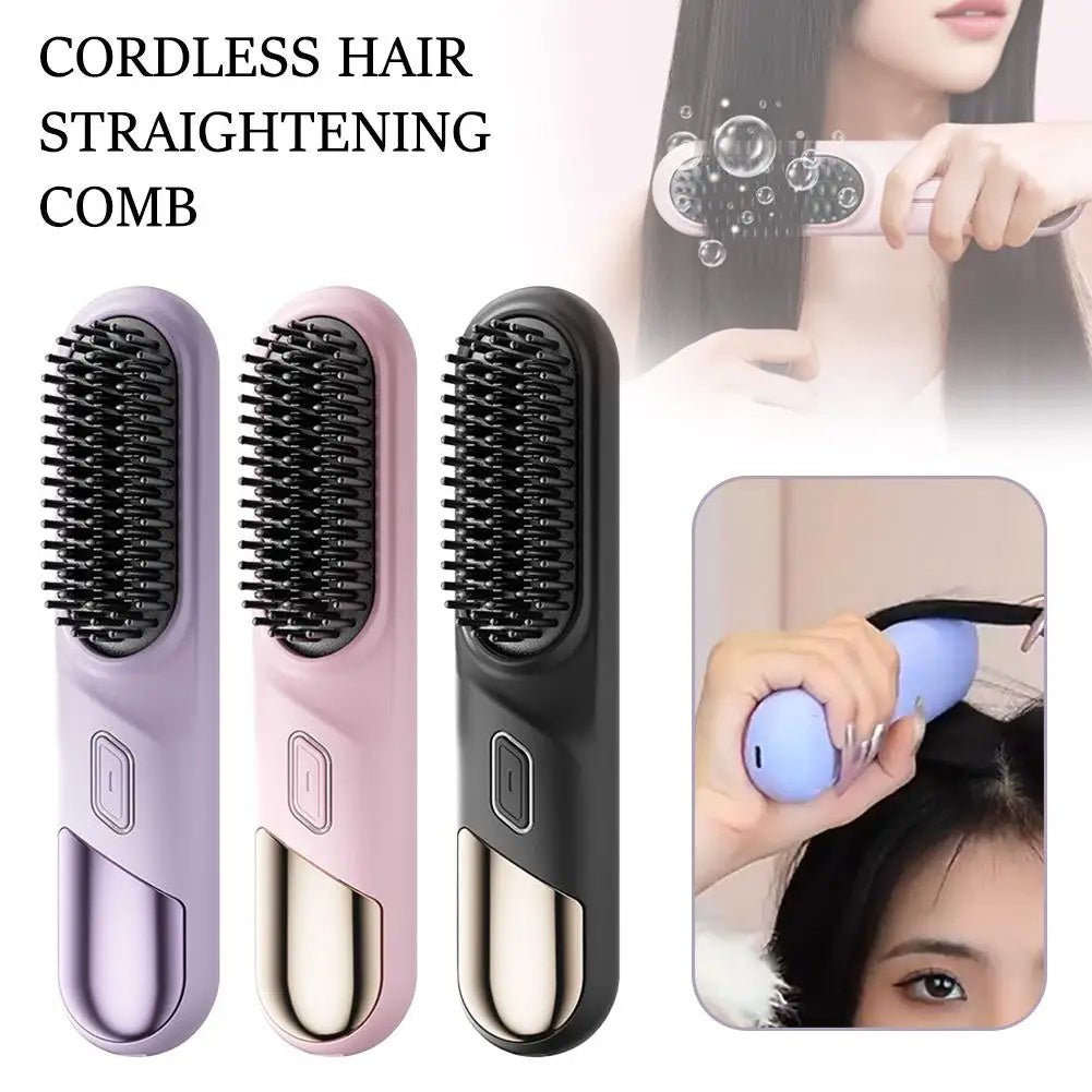 Lisseur de cheveux sans fil pour cheveux mouillés ou secs avec chauffage rapide et ions négatifs pour des cheveux bouclés et volumineux électriques - Ivory Deals Market