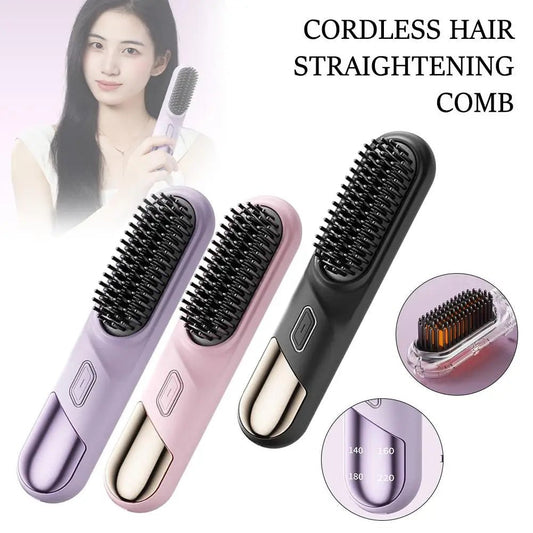 Lisseur de cheveux sans fil pour cheveux mouillés ou secs avec chauffage rapide et ions négatifs pour des cheveux bouclés et volumineux électriques - Ivory Deals Market