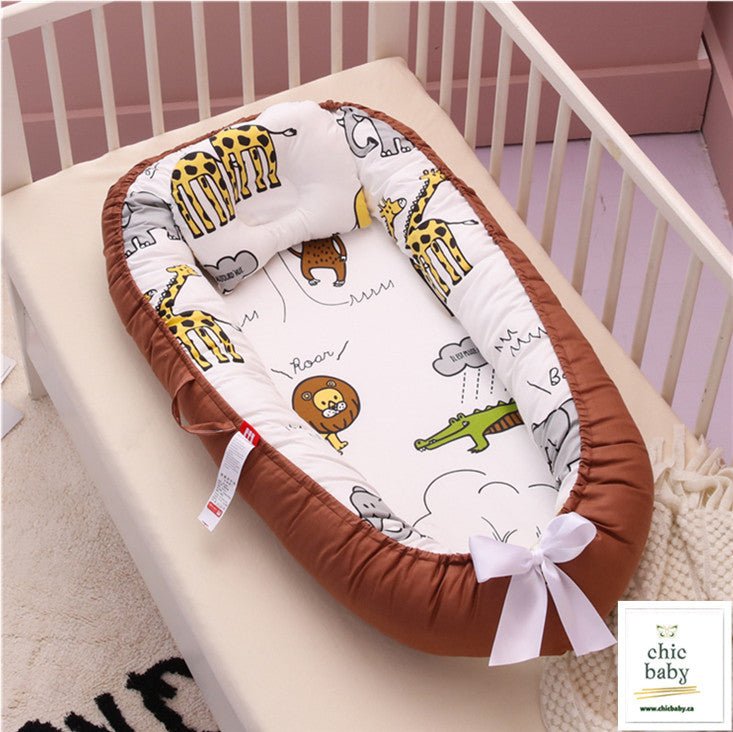 Lit de voyage pour enfants, berceau portable amovible et lavable pour bébé en coton - Ivory Deals Market