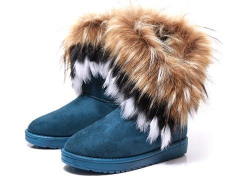 Livraison gratuite D'hiver de fourrure un coton bottes imitation fourrure de renard de fourrure de lapin de neige bottes femmes de moyen tube chaud coton chaussures - Ivory Deals Market