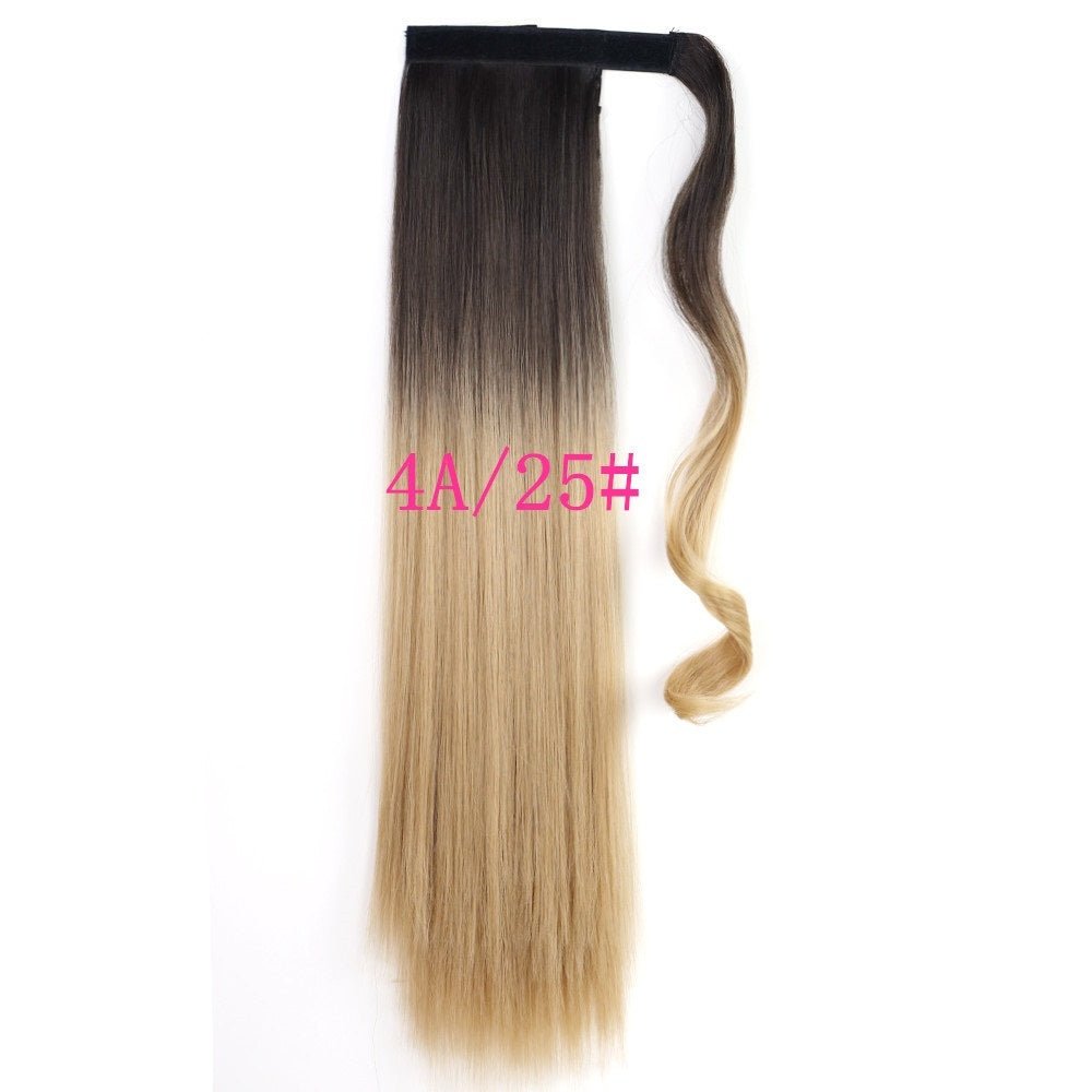 Long Straight Wrap Around Clip In Extension de cheveux en queue de cheval Queue synthétique résistante à la chaleur Faux cheveux - Ivory Deals Market