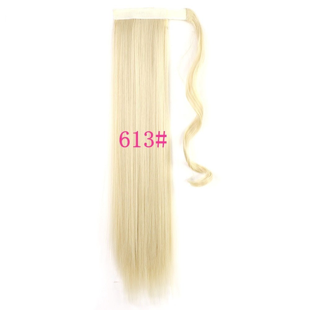 Long Straight Wrap Around Clip In Extension de cheveux en queue de cheval Queue synthétique résistante à la chaleur Faux cheveux - Ivory Deals Market