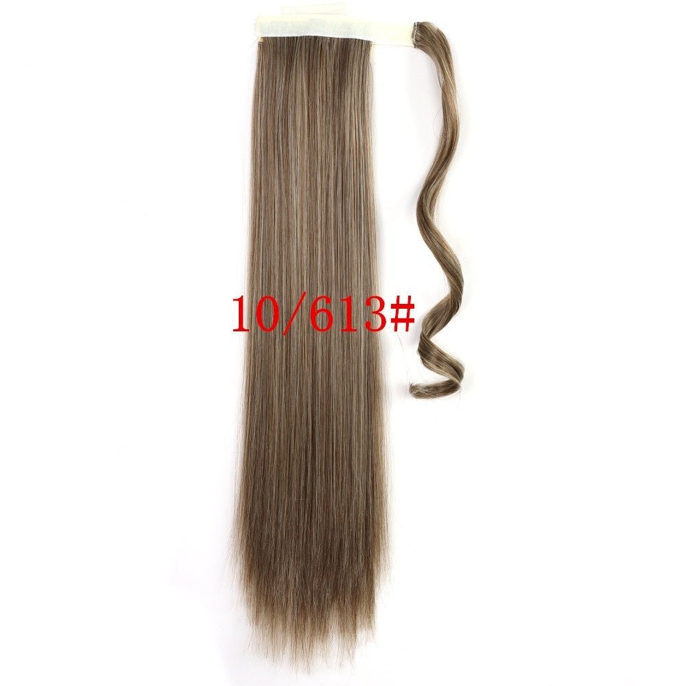 Long Straight Wrap Around Clip In Extension de cheveux en queue de cheval Queue synthétique résistante à la chaleur Faux cheveux - Ivory Deals Market