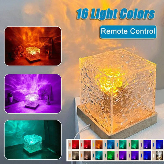 Lumière de nuit ambiante LED 16 couleurs, projection USB, cristal, lampe de table RGB, décoration intérieure à gradation variable - Ivory Deals Market