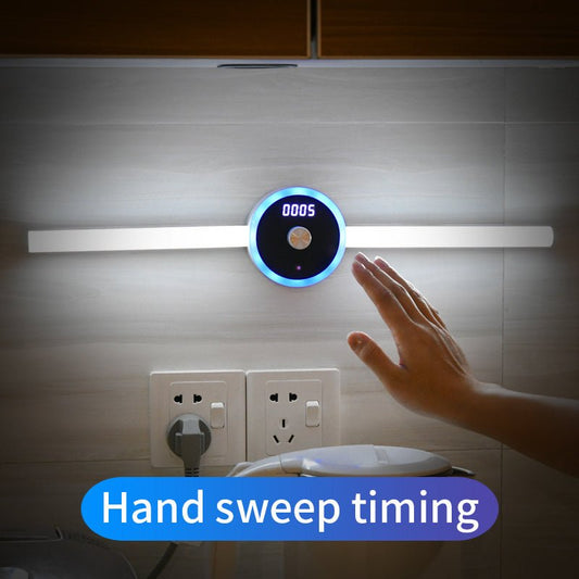 Lumière de placard intelligente avec horloge, capteur de minuterie, lumière amovible à LED pour armoire, interrupteur manuel à balayage - Ivory Deals Market