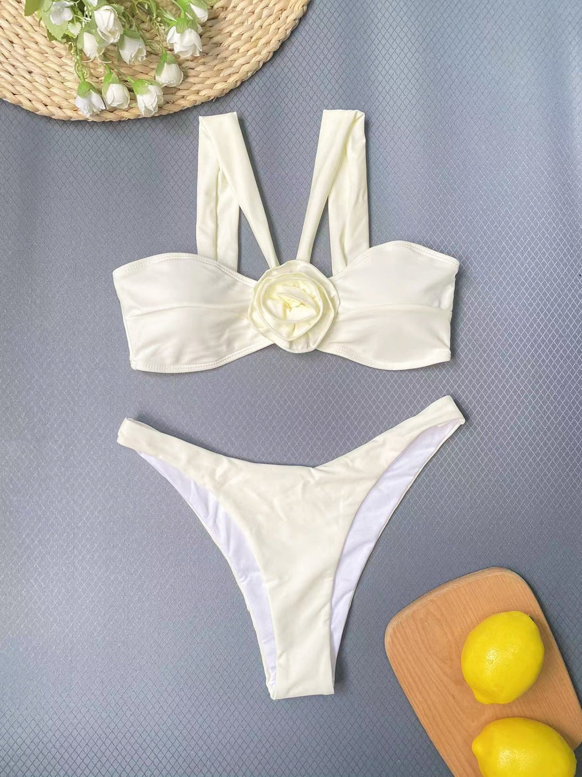 Maillot de bain fleur 3D pour femme - Ivory Deals Market