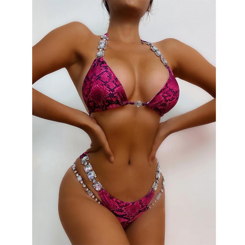 Maillot de bain imprimé en diamant de cristal pour les vacances à la plage - Ivory Deals Market