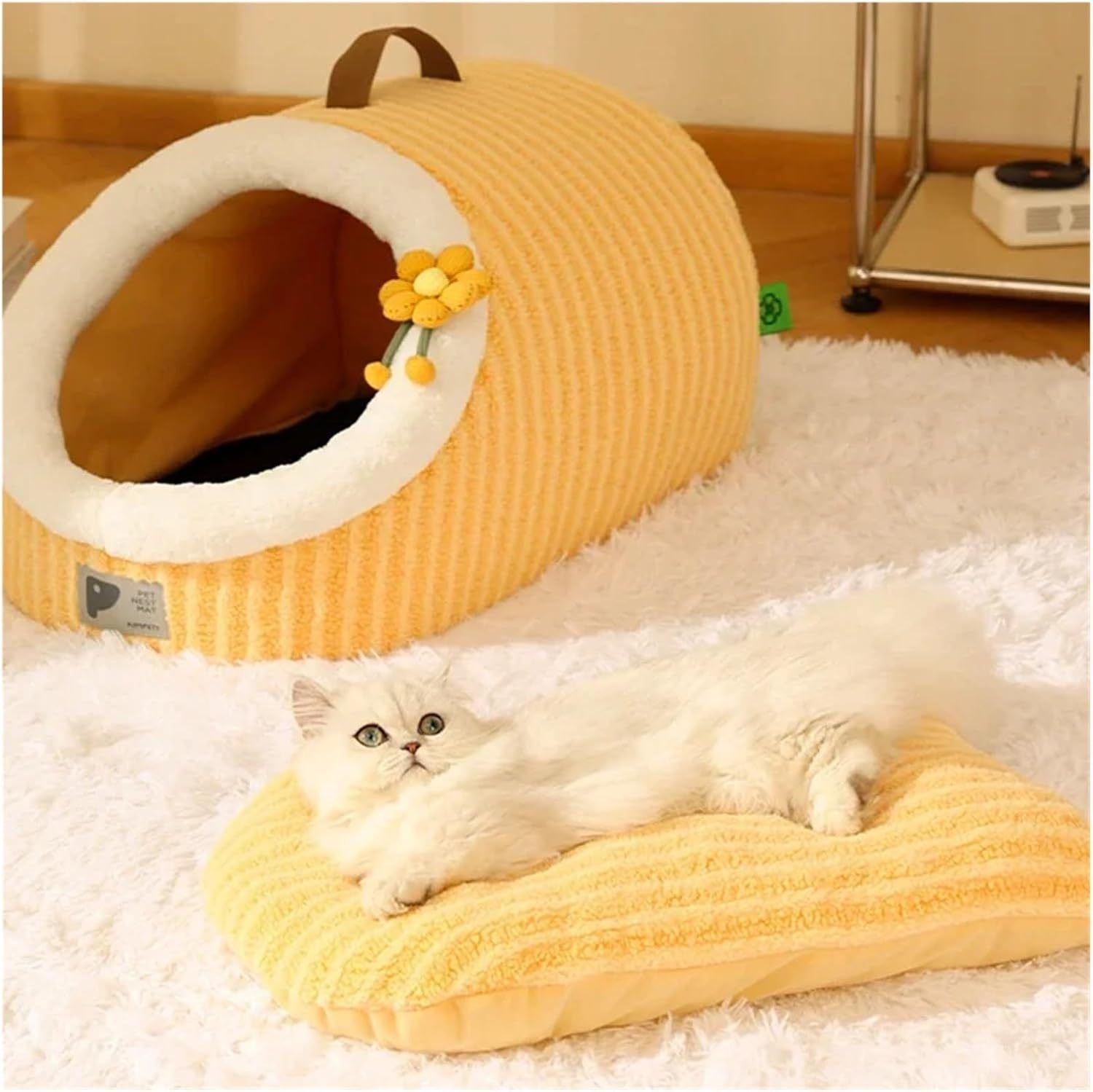 Maison de chat pour chats Lits de chat pour chats d'intérieur, lit de chat, avec coussin amovible lavable, coussin, calmant, confortable, doux, chat, caverne - Ivory Deals Market